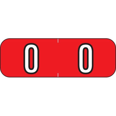 Barkley Numeric Labels, NBAM, 1 1/2 x 1/2, Number 0, Red, 500/RL (BANM-0)