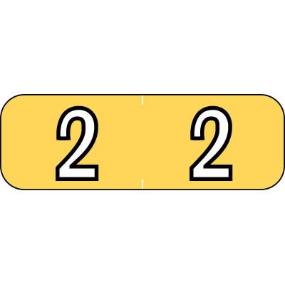 Barkley Numeric Labels, NBAM, 1/2 H x 1 1/2 W, Number 2, Yellow, 500/RL (BANM-2)