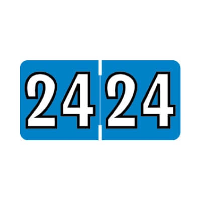 Colwell Compatible Year Labels, 2024, Blue, 1 x 1/2, 500/Roll