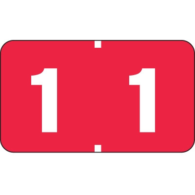 Digi Color Alternate Numeric Label, 1-5/8W x 15/16H,  Number 1, Red, 250/RL, DXNM-1