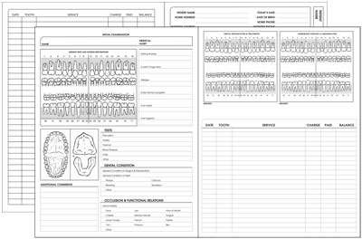 Dental Exam Medical Form/Chart, 8-1/2 x 11 (Folded). 50/Pack