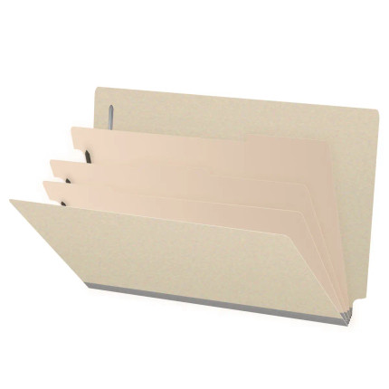 Expanding End Tab Classification Folder with 3 Dividers, Legal Size – Multiple sections for easy document separation.
