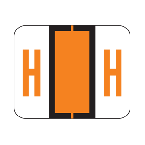 File Doctor Alpha Labels, 1 H x 1 1/4 W, Letter H, Orange, 500/Roll, FDAV-H