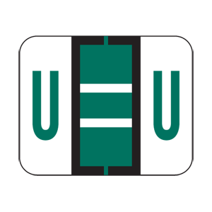 File Doctor Alpha Labels, 1 H x 1 1/4 W, Letter U, Dk Green, 500/Roll, FDAV-U
