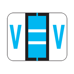 File Doctor Alpha Labels, 1 H x 1 1/4 W, Letter V, Blue, 500/Roll, FDAV-V