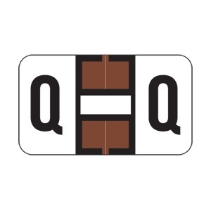 Jeter Alpha Labels, 2800-Series, 15/16 H x 1 5/8 W, Letter Q, Brown, 500/Roll, JEAM-Q
