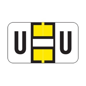 Jeter Alpha Labels, 2800-Series, 15/16 H x 1 5/8 W, Letter U, Yellow, 500/Roll, JEAM-U