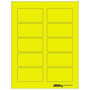 Tabbies Labels-U-Create Laser Labels, 3-1/4" x 1-3/4", Fluorescent Yellow, 100/Pk