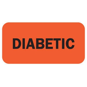 Diabetic Tabbies Remind'R' Labels 3/4 H x 1-1/2 W Fluorescent Red 250 Roll