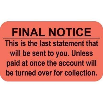 Billing/Collection Labels, Final Notice, 250/Box (MAP1360)