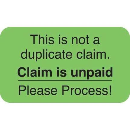 Insurance Labels, This Is Not A Duplicate, 1-1/2 x 7/8, Fl. Green, 250/Roll (MAP1440)