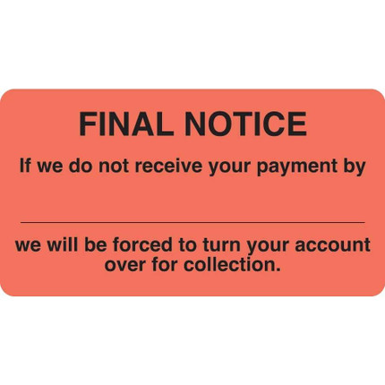 FINAL NOTICE Label, 3-1/4"W X 1-3/4"H, 250/RL (MAP1580)