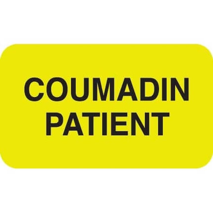 Medical Chart Labels, Coumadin Patient, 1-1/2 x 7/8, Fl. Chartreuse, 250/Roll (MAP1590)