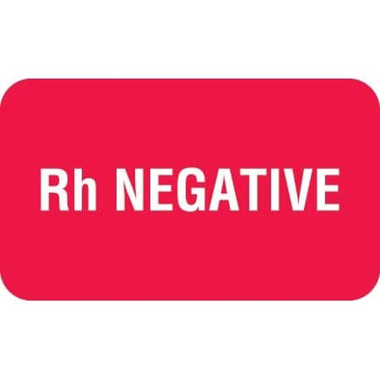 Medical Chart Labels, Rh Negative, 1-1/2 x 7/8, Red/White, 250/Roll (MAP1720)
