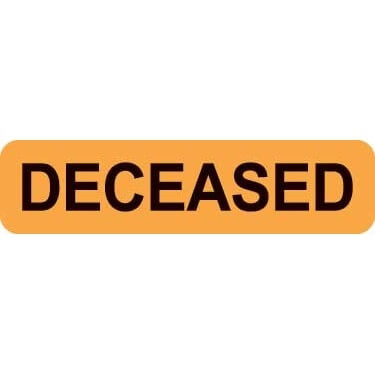 Medical Chart Labels, Deceased, 1-1/4 x 5/16, Fl. Orange, 500/Roll (MAP199)