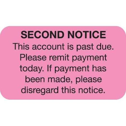 Billing/Collection Labels, Second Notice, 250/Box (MAP2170)