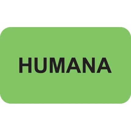 Insurance Labels, Humana, 1-1/2 x 7/8, Fl. Green, 250/Roll (MAP2310)