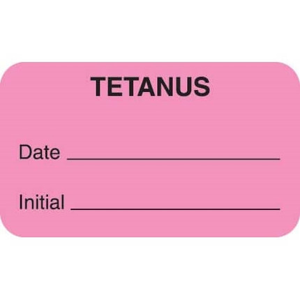 Medical Chart Labels, Tetanus, 1-1/2 x 7/8, Fl. Pink, 250/Roll (MAP2430)