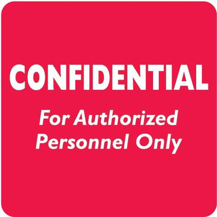 Confidental Label, White/Red, 2 x 2, Roll/500
