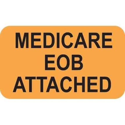 Insurance Labels, Medicare EOB Attached, 1-1/2 x 7/8, Fl. Orange, 250/Roll (MAP2690)