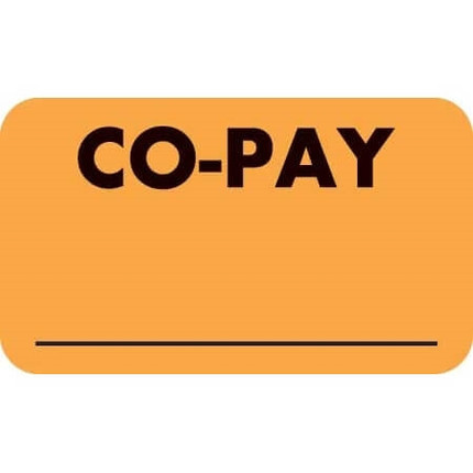 CO-PAY Label, 1-1/2"W x 7/8"H, 250/RL (MAP2890)