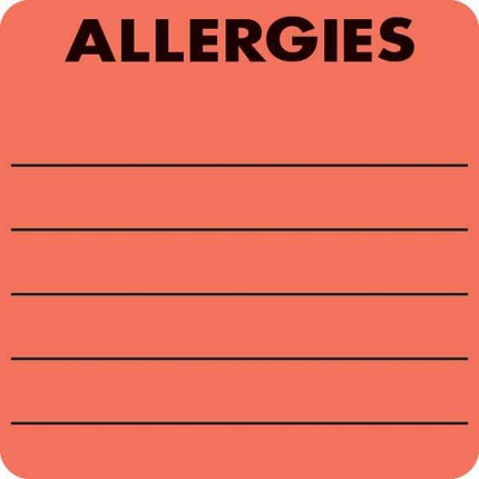 Allergy Labels, Allergies, 2 x 2, Fl. Red, 250/Roll (MAP3220)