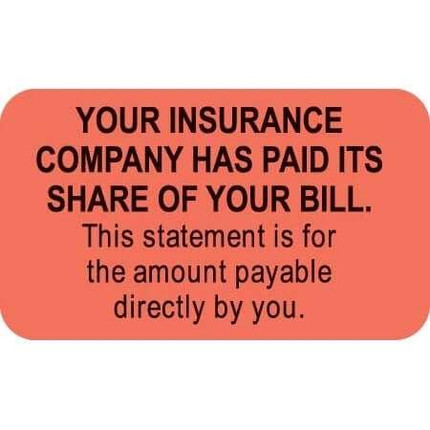 Patient Responsibility Labels, Insurance Paid, 250/Box (MAP3690)