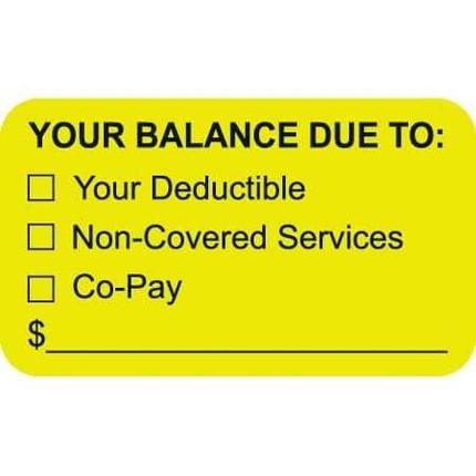 Patient Responsibility Labels, Balance Due, 250/Box (MAP3720)