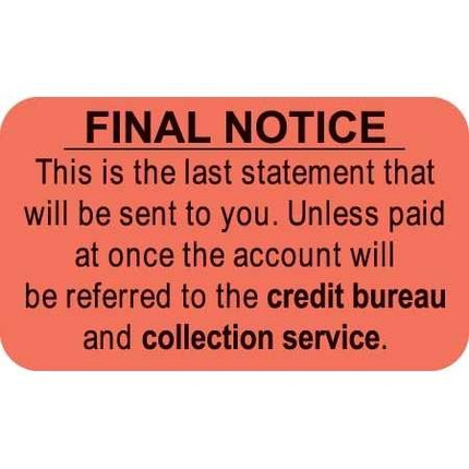 Billing/Collection Labels, Account Seriously Overdue, 250/Box (MAP1400)