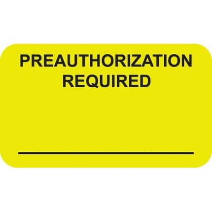 Insurance Labels, Preauthorization, 1-1/2 x 7/8, Chartreuse, 250/Roll (MAP5490)