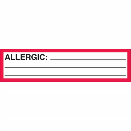 Allergy Labels, Allergic, 5-1/2 x 1-3/8, White/Black/Red, 200/RL (ML701)