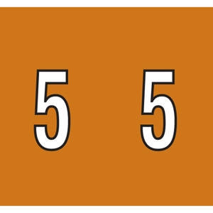 Kardex Numeric Labels, PSF-138 Series, Number 5, 1-1/2 x 1-1/4, Brown, 500/RL