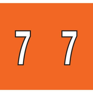Kardex Numeric Labels, PSF-138 Series, Number 7, 1-1/2 x 1-1/4, Orange, 500/RL