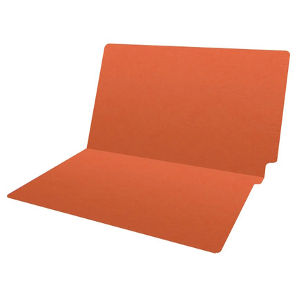 Colored Folders, End Tab, Legal Size, 3/4" Exp, No Fasteners, 14pt Orange, 50/Box