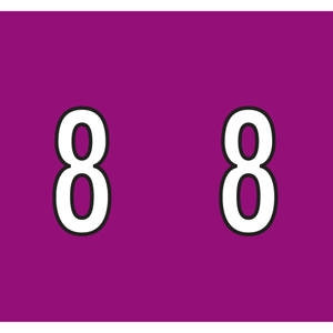Kardex Numeric Labels, PSF-138 Series, Number 8, 1-1/2 x 1-1/4, Violet, 500/RL