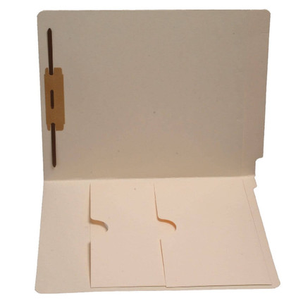 Manila Folder 11pt End Tab Left Panel Double Pocket 1 Fastener 50/Box