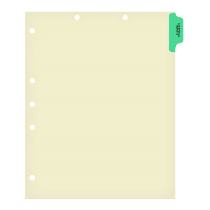 Chart Dividers, Side Tab, Position 1, Lab/Special Reports, Lt Green, 100/Box