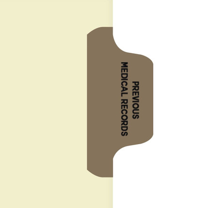 Chart Divider Tab, Position 6, Gray, Previous Medical Records, Pack/100