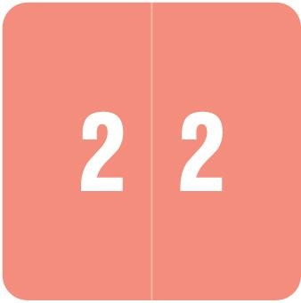 Smead Numeric Labels, DCC-Series, 1 1/2 H x 1 1/2 W, Number 2, Pink, SDNM-2