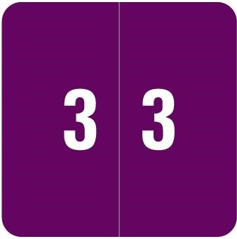 Smead Numeric Labels, DCC-Series, 1 1/2 H x 1 1/2 W, Number 3, Purple, SDNM-3