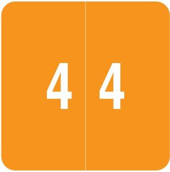 Smead Numeric Labels, DCC-Series, 1 1/2 H x 1 1/2 W, Number 4, Orange, SDNM-4