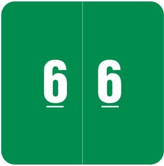 Smead Numeric Labels, DCC-Series, 1 1/2 H x 1 1/2 W, Number 6, Green, SDNM-6