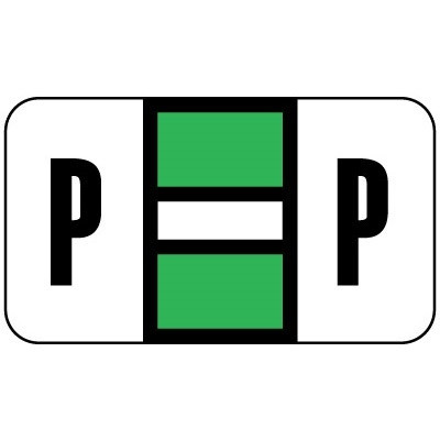 Safeguard Alpha Labels, 514-Series, 15/16 H x 1 5/8 W, Letter P, Lt Green, 500/Roll (SGAM-P)