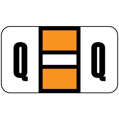 Safeguard Alpha Labels, 514-Series, 15/16 H x 1 5/8 W, Letter Q, Orange, 500/Roll (SGAM-Q)