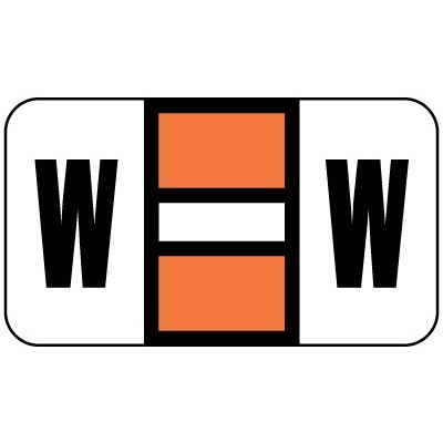 Safeguard Alpha Labels, 514-Series, 15/16 H x 1 5/8 W, Letter W, Orange, 500/Roll (SGAM-W)