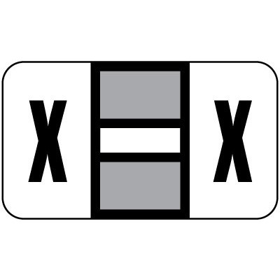 Safeguard Alpha Labels, 514-Series, 15/16 H x 1 5/8 W, Letter X, Gray, 500/Roll (SGAM-X)