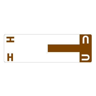 Smead Alpha Labels, NCC-Series, 1 5/32 H x 3 5/8 W, Letter H/U, Dark Brown, 100/Pack (SNCC-HU)