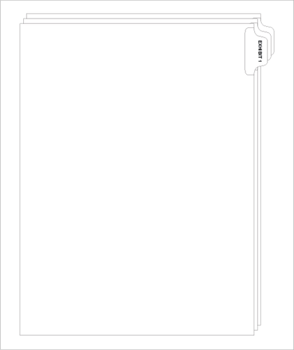 Exhibit 1 Legal Index Tabs, Letter Size Side Tab Dividers, 25 Pack