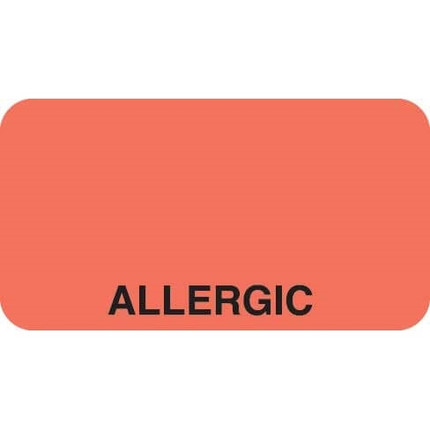 Allergy Labels, Allergic, 1-5/8 x 7/8, Fl. Red, 500/RL (UL019)