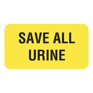 Veterinary Labels, Save All Urine, 1 5/8 W x 7/8 H, 560/RL, V-AN204